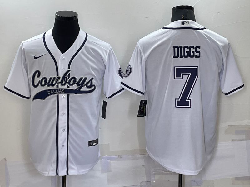 Men Dallas Cowboys #7 Diggs White Nike Co branded NFL Jersey